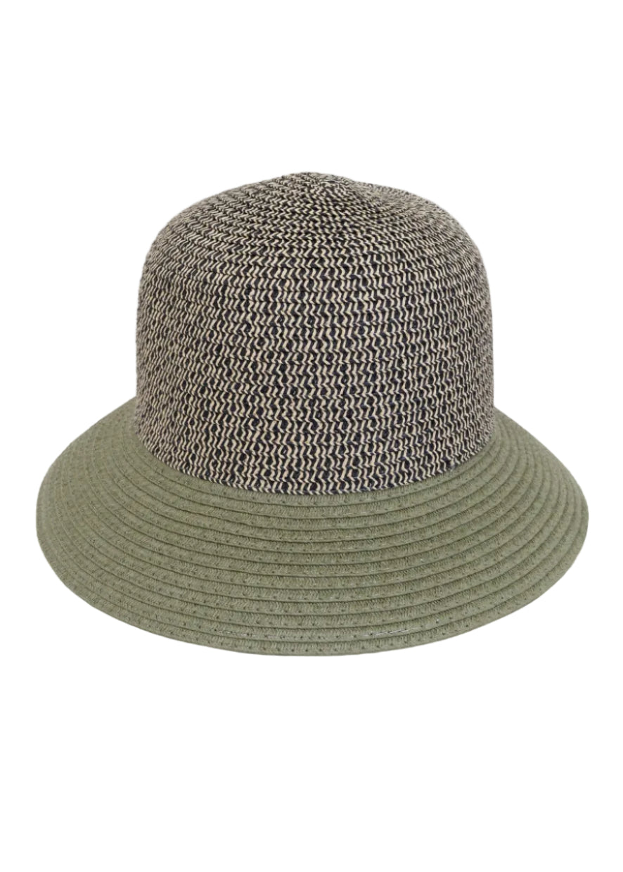 Magid Straw Two Tone Color Block Bucket Sun Hat