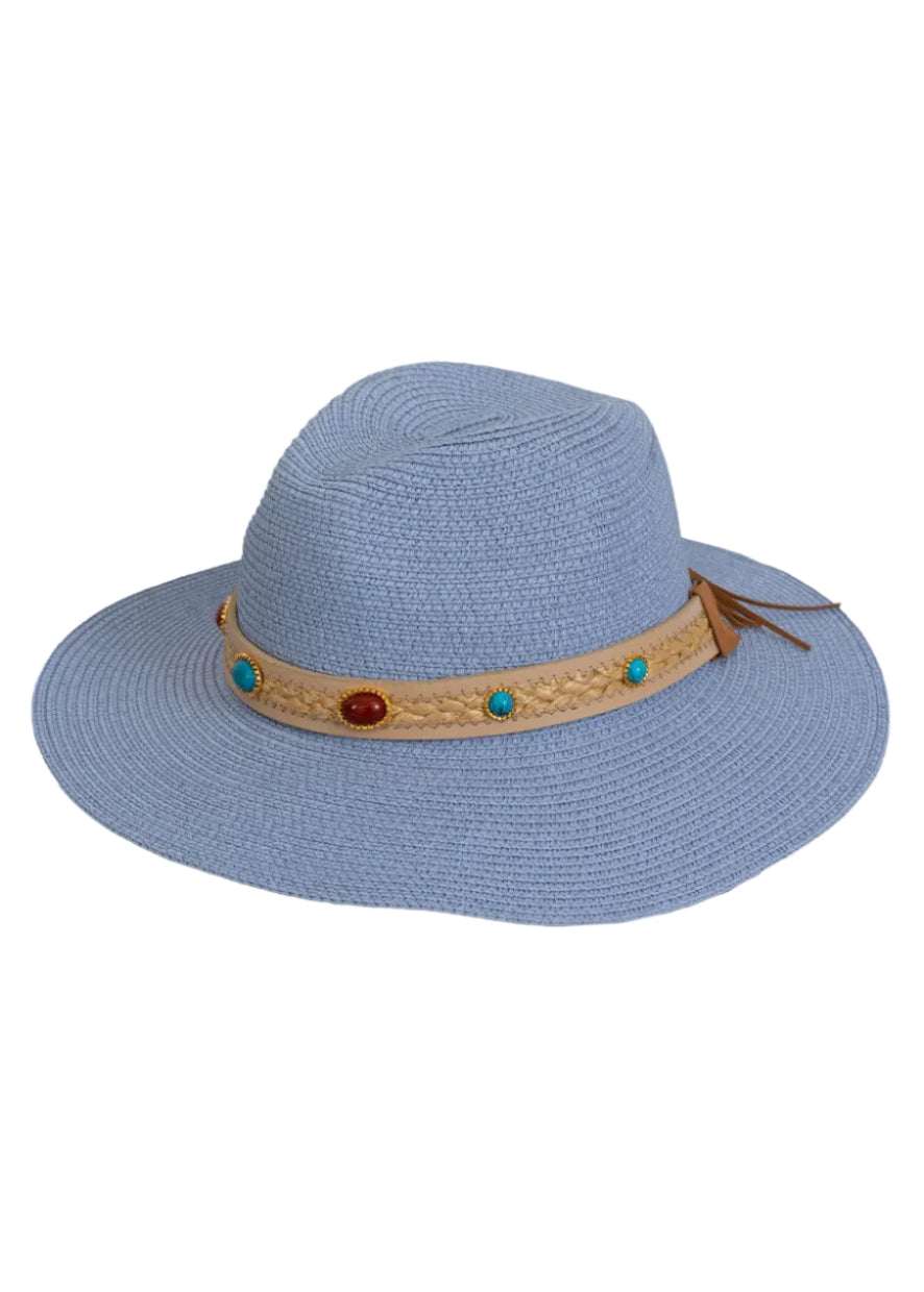 Magid Beaded & Braided Crown Straw Panama Hat