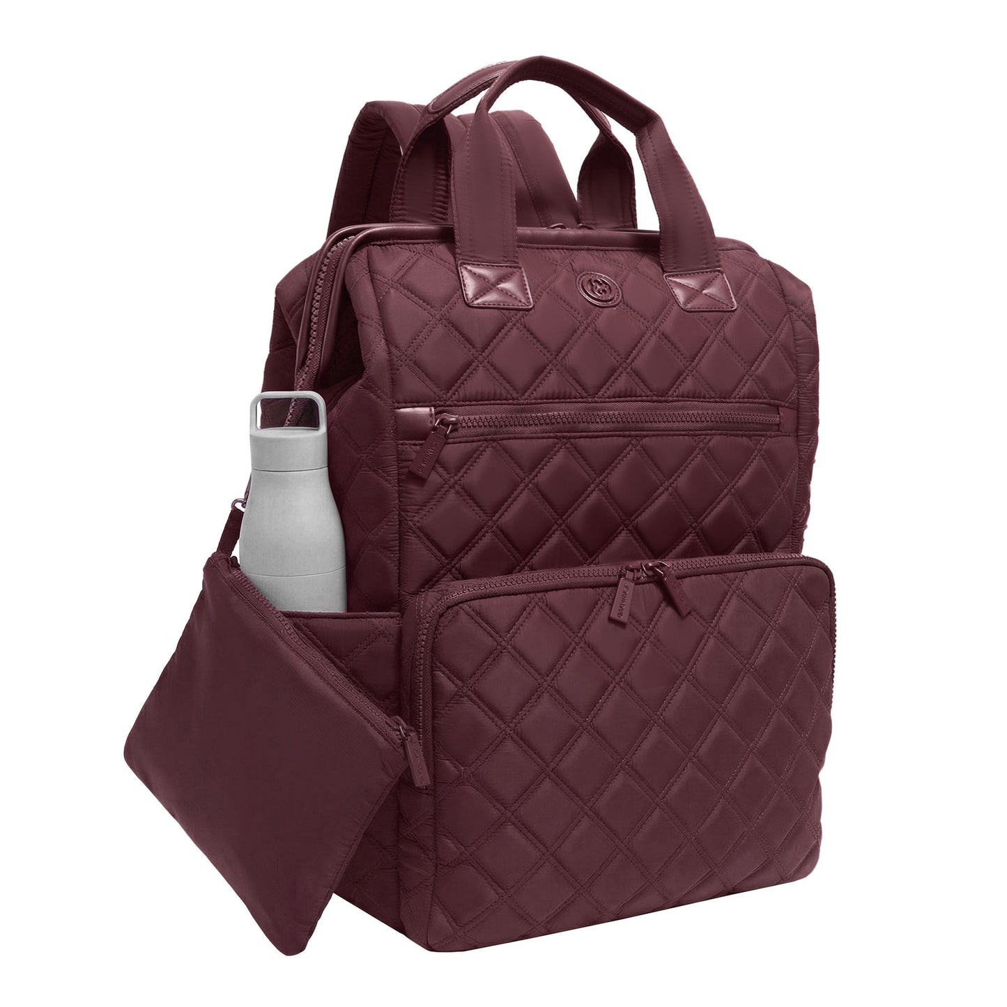 Joan & David Diamond Quilted Puffer Nylon Square Laptop Backpack
