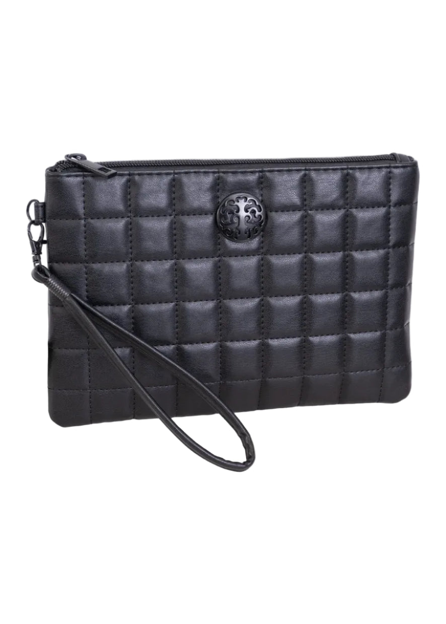 Rebecca & Rifka Smooth Boxed Quilt Medallion Zip Wristlet