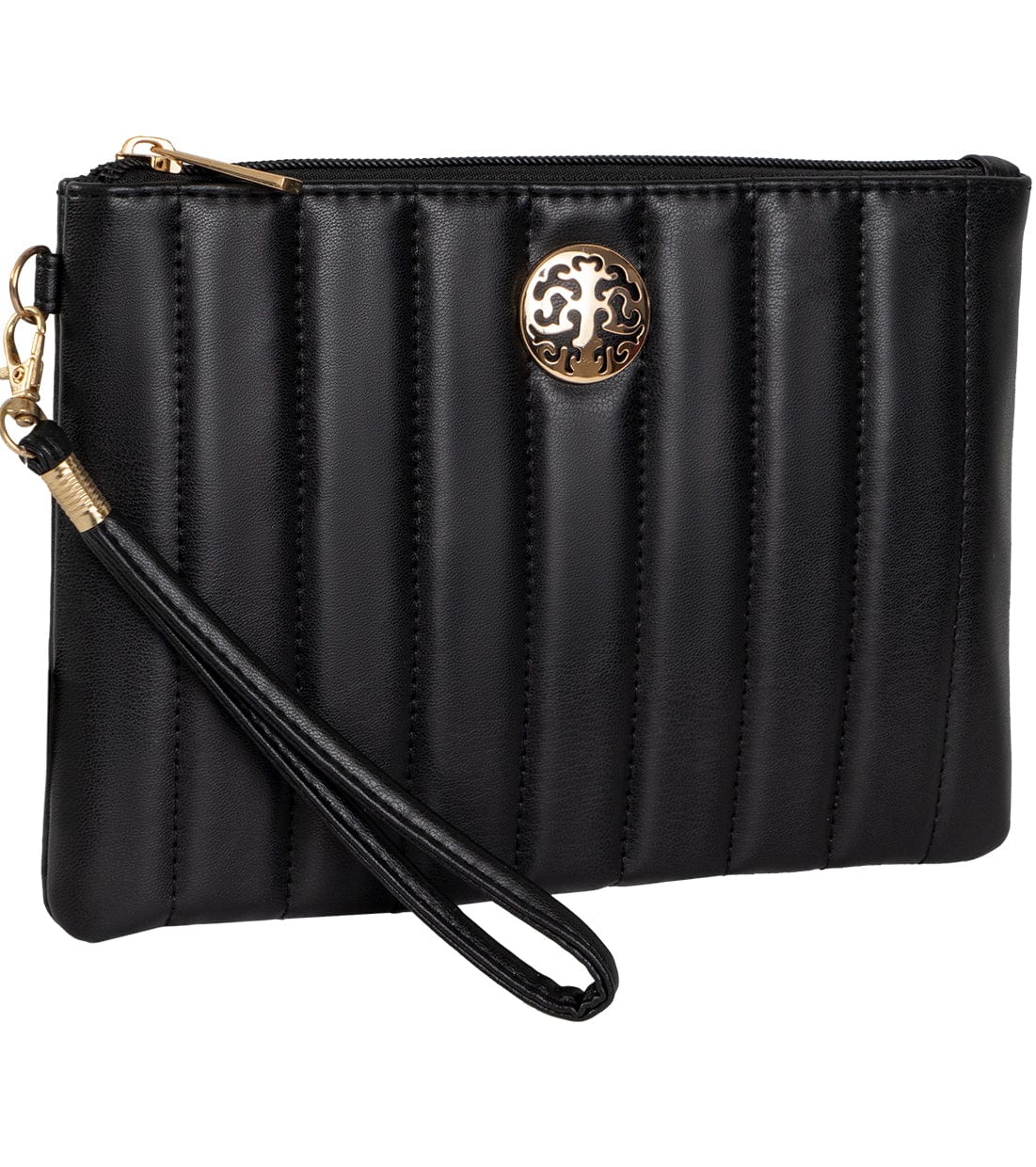Rebecca & Rifka Smooth Tubular Quilt Medallion Zip Wristlet