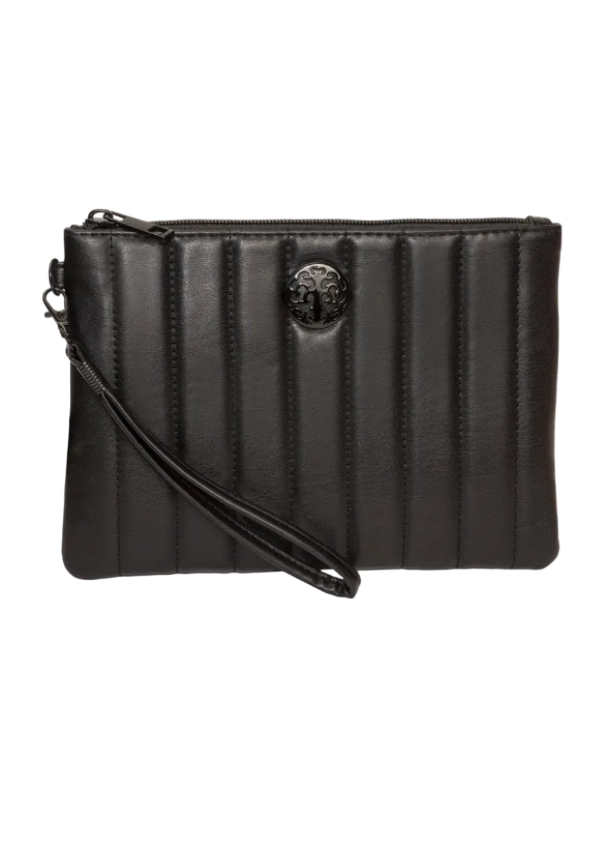 Rebecca & Rifka Smooth Tubular Quilt Medallion Zip Wristlet