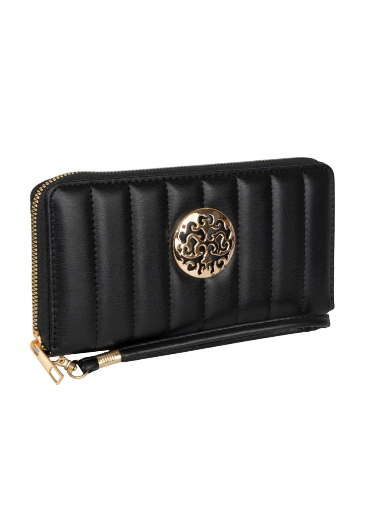 Rebecca & Rifka Smooth Tubular Quilt Medallion Zip Wristlet Wallet