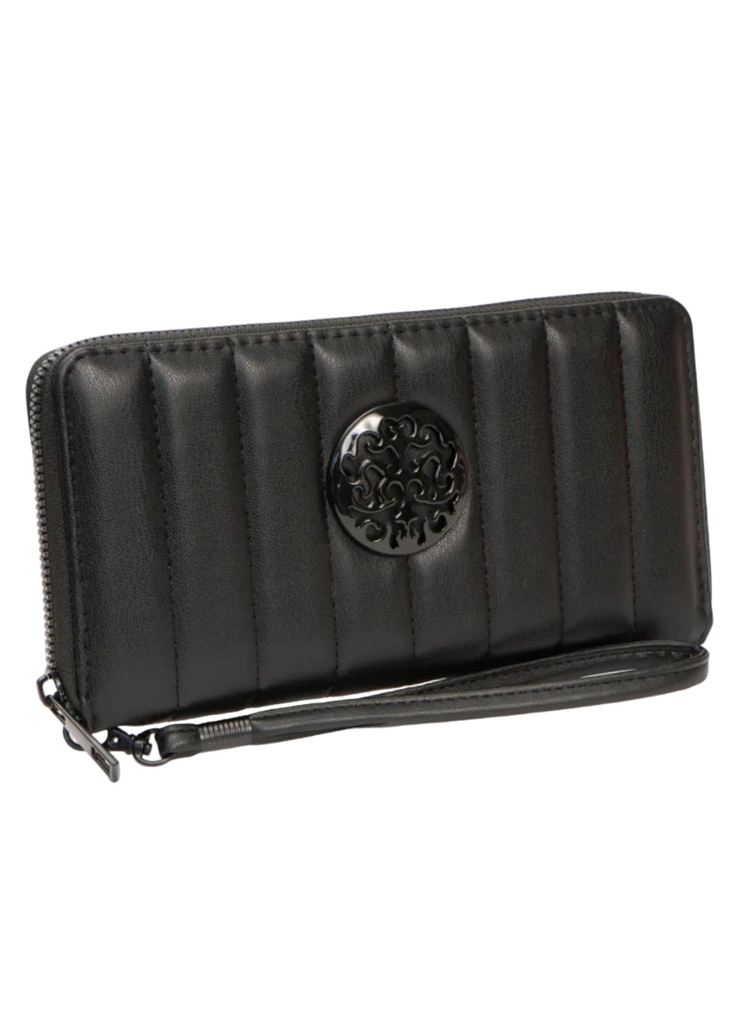 Rebecca & Rifka Smooth Tubular Quilt Medallion Zip Wristlet Wallet
